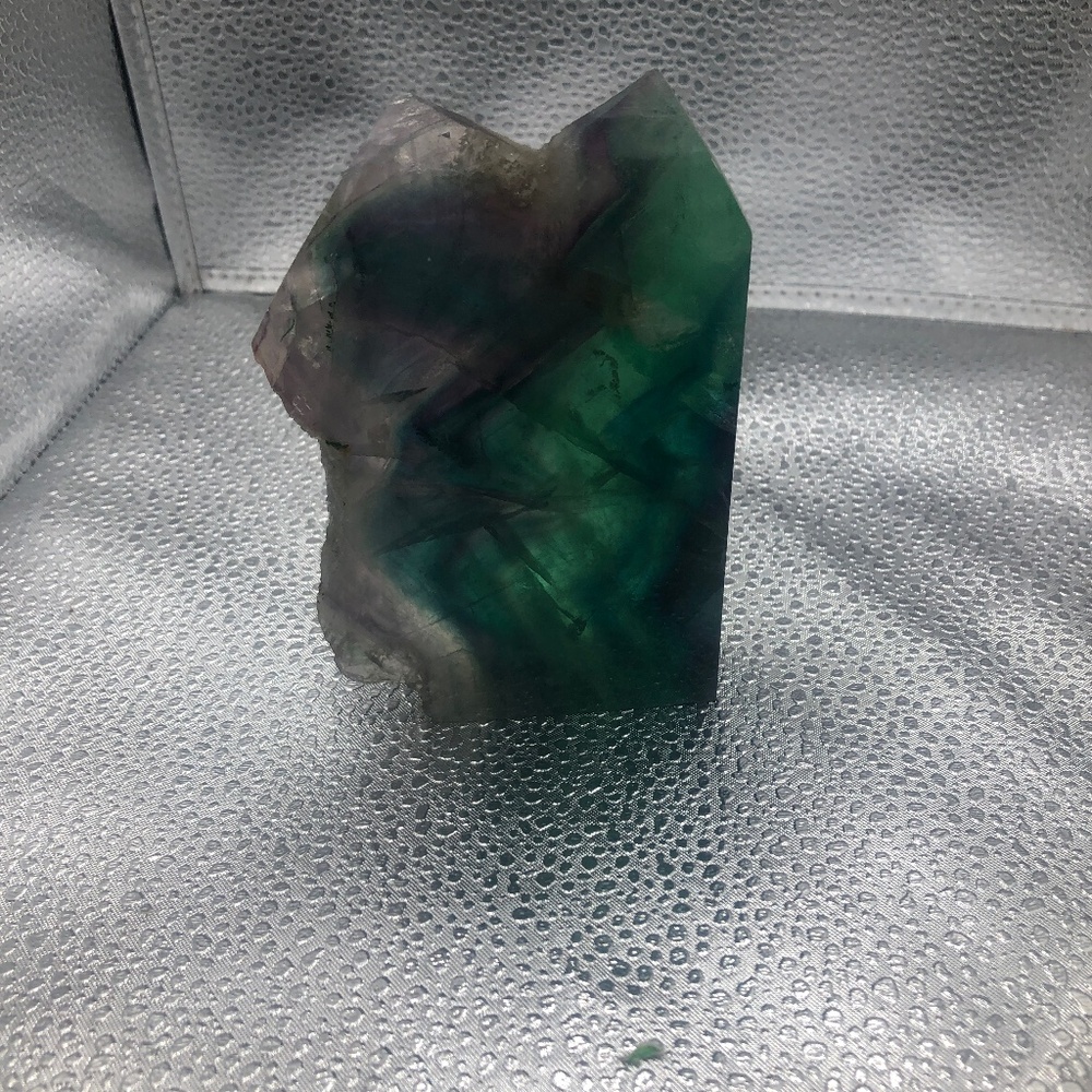 RAINBOW FLUORITE GEODE double tip TOWER